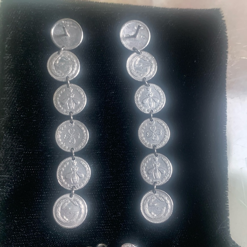 NWOT- Gucci Metallic Coin Drop Earrings in 925 Sterling Silver